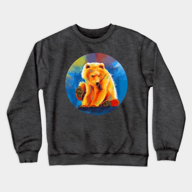 Play with a Bear Digital Painting Crewneck Sweatshirt by Flo Art Studio